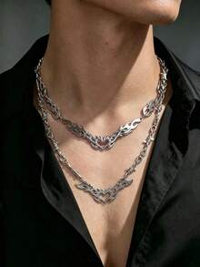 1 chiếc vòng cổ mặt hình trái tim ngọn lửa phong cách Gothic Punk bạc, gai, lưới thép, phù hợp cho nam giới, dùng cho Halloween, tiệc tùng, quà tặng ngày lễ - Nhiều màu - Xem 13