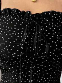Women's Casual Summer Dress With Polka Dot Print, Bohemian Style, Loose Fit, Mid-Length, For Beach Vacation - 黑色 - 查看 6
