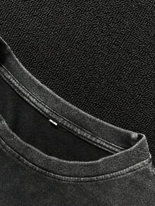 Camiseta vintage lavada para mujer, manga corta estampada "Dreams Star" XINGX, estilo urbano Y2G - Negro - Ver 4