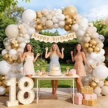 52pcs/26pcs Set Of 10-Inch White, Sand White, Metallic Gold, Clear Latex Balloon Arch Kit, Suitable For Weddings, Bridal Showers, Birthdays, Christenings, Party Decorations - Multicolor - View 8