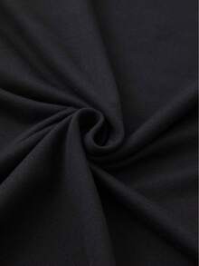 Camisa de manga corta para mujer con estampado de cerezas, de fibra de poliéster, cuello redondo, adecuada para todas las estaciones, patrón geométrico, 180 gramos por metro cuadrado, ecológ - Negro - Ver 6