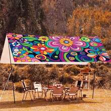 1pc Bohemian Style Floral Pattern Outdoor Sun Shade, Made Of Lightweight Polyester Water-Resistant Fabric, Breathable But Not Waterproof, Suitable For Outdoor Picnic, Beach, Garden, Patio And Beach Canopy, UV Protection (Excluding Frames And Ropes) - Multicolor - View 8