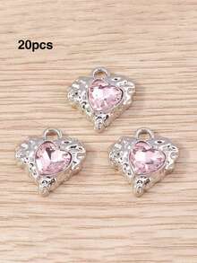 10/20/50/100 chiếc Mặt dây chuyền, bông tai, vòng tay, dây chuyền, móc khóa hình trái tim - Phụ kiện trang sức tình yêu bất đối xứng - hình trái tim - Xem 6