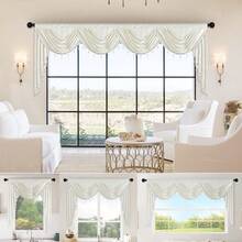 1pc White European Style Minimalist & Elegant Curtain, Festive Atmosphere With Pearl Trim, Suitable For Living Room, Bedroom Windows And Door Decor - White - View 13