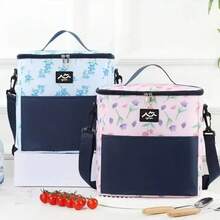 Bolsa aislante portátil cuadrada con bolsa de almuerzo de gran capacidad para trabajadores de oficina con paquete de hielo de papel de aluminio de arroz aislante portátil - viburno verde - Ver 1