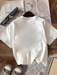 Camiseta de mujer con cuello redondo y bordado de capibara - Camiseta casual de cuello redondo - Camiseta ligera y transpirable apta para todas las estaciones100% Cotton - Blanco 4 - Ver 2