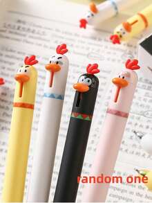 Dongmi Cute Chick-Shaped Ball Pen, Neutral Pen 0.5mm, 1pc, 2pcs, 3pcs, 4pcs Assortment, 12pcs Quick-Drying Black Pen For Study - Black - View 35
