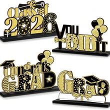 4pcs Graduation Party Decorations, 2026 Graduation Table Center Decor, Wooden Tabletop Decor - A - View 4