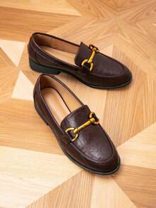 Giày lười nữ trang trí kim loại, kiểu dáng slip-on, chất liệu giả da, gót thấp, thích hợp đi làm hàng ngày. - Màu nâu Sô-cô-la - Xem 7