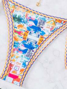 Random Floral Print Bikini Set For Beach Vacation - Multicolor 3 - View 5