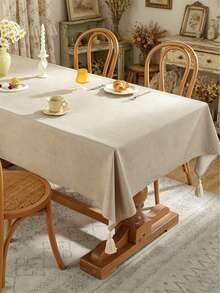 1pc Water Repellent Rectangular Tablecloth, Multiple Sizes Available, Suitable For Daily Home, Restaurant, Kitchen Decor, Holiday Gatherings, Banquets, Weddings, And Hotel Decor - Camel - View 10