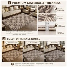 1 Alfombra de cachemira sintética, 10mm de grosor, mejorada con material de 1300 G/M². Patrón de cuadros moderno, alfombra de baño, alfombra de dormitorio, forma asimétrica, suave y cómoda, diseño antideslizante en la parte inferior. Adecuada para alfombras de dormitorio, alfombras de lado de la cama, alfombras de sala de estar, alfombras de estudio, alfombras decorativas, alfombras de exterior, alfombras de habitación infantil y opciones de regalo. - Celosía moderna - Ver 10
