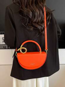 Women's Fashionable Solid Color Handbag Casual Versatile Crossbody Bag For Daily Commuting Party Date Shopping High-End Commuter Bag - Orange - View 5