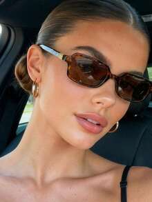 1 Pair European And American Y2K Style Square Frame Glasses, Women's, Suitable For Photography, Driving, Summer Beach, Outdoor Activities, Travel. Casual Oversized Square Frame, Suitable For Outfits, Back To School Season. - Tofu Pudding - View 5