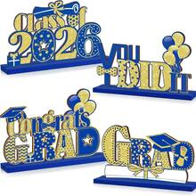 4pcs Graduation Party Decorations, 2026 Graduation Table Center Decor, Wooden Tabletop Decor - A - View 3