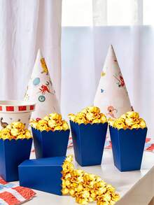7-Color Mixed Paper Popcorn Buckets, Mini Snack Boxes, Suitable For Popcorn, Candy, Cookies, Party Favors, Movie Nights - Blue - View 9
