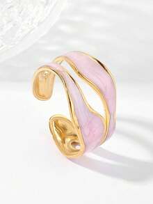 Anillo abierto de dos tonos - Rosa Pálido - Ver 2