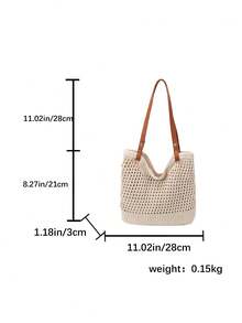 Fashionable Woven Shoulder Bag For Spring 2026, Suitable For Daily Use, Casual Outings, Travel, And Vacations - 白色 - 查看 2