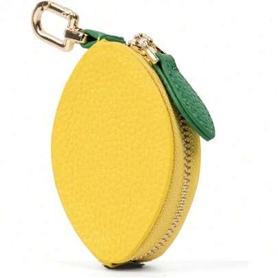 Fruit Shaped Coin Coin Purse, Makeup Bag, Lemon Small Wallet, Keychain Pendant, Multifunctional Hook Style Headphone Jewelry Box, Mini Portable Storage Box, Keychain Accessory Kit