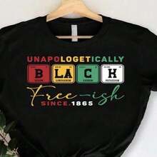 1 Women's Black History Month Print T-Shirt, Crew Neck, Casual Cotton T-Shirt, Medium Elasticity Knit Fabric, Regular Fit For Ladies, Ideal For Spring/Summer/Autumn, New Year, Juneteenth. - 白色 - 查看 6