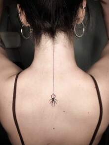 1 pieza Tatuaje temporal impermeable y a prueba de manchas, pegatina de tatuaje falso de araña de PVC para uso diario - Negro - Ver 8