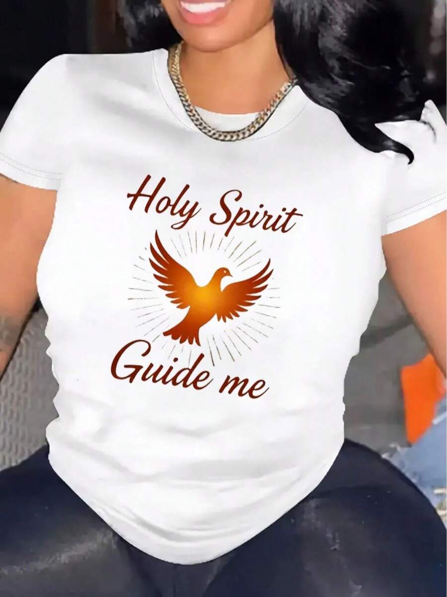 Camiseta casual de manga corta para mujer para Halloween, 1 pieza, 100% algodón grueso - Cuello redondo cómodo, camiseta suave y bonita. - Blanco - Ver 1
