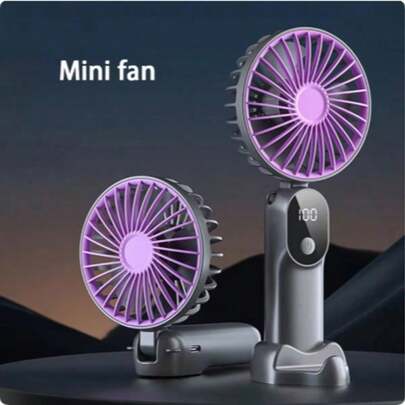 3-In-1 Mini Digital Display Desk & Handheld Portable Fan, Neck Hanging Quick Cooling Fan For Travel, Beach, Outdoor Use