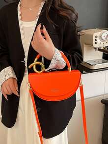 Women's Fashionable Solid Color Handbag Casual Versatile Crossbody Bag For Daily Commuting Party Date Shopping High-End Commuter Bag - Orange - View 4