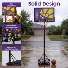 Basketball Hoop Adjustable 5 To FT Portable Basketball Hoop Indoor Outdoor Youth Basketball Hoop With Wheels Driveway Backyard Backboard Blue Yellow - Blue/Yellow - View 6