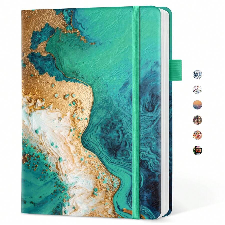 Jurnal Bergaris Cantik untuk Wanita, Jurnal Kulit Sampul Keras Estetik dan Lucu untuk Menulis, Buku Catatan Bergaris A5 untuk Kerja & Mencatat, Sempurna untuk Kantor, Sekolah, Rumah, 160 Halaman, Sunset - R-Emerald Shores - View 1