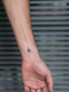 1 pieza Tatuaje temporal impermeable y a prueba de manchas, pegatina de tatuaje falso de araña de PVC para uso diario - Negro - Ver 2
