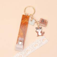 1pc Women's New Alloy Drip Oil Otter Cute Pendant, Rhinestone Heart Tree Resin Tag Charm, ATM Card Remover, Long Nail Card Puller, Keychain, Practical Bag Charm Accessories Keychains Teacher Gift - Multicolor - View 2
