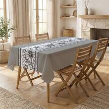 1pc Elegant Floral Print Polyester Tablecloth, Suitable For Kitchen, Dining Room, Holiday, Birthday Party, Banquet Table Decor - Multicolor - View 4