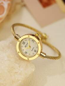 1 Stück Gold/Silber quadratische Bambusknoten Quarz Uhr, perfekt für den täglichen Gebrauch, auch ein perfektes Geschenk für Geburtstag und Weihnachten - Gold - Übersicht 2