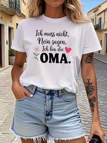 Camiseta de identidad familiar alemana, casual para mujer con cuello redondo, para reuniones familiares, temporada de atuendo para personas mayores - Negro - Ver 7