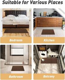 Waffle Bath Mat, Absorbent Non Slip Bathroom Rug With Tassels, Rubber Backed Floor Mat, Machine Washable Decorative Mat For Bathroom, 17" X 24", Brown - Terracotta - 查看 7