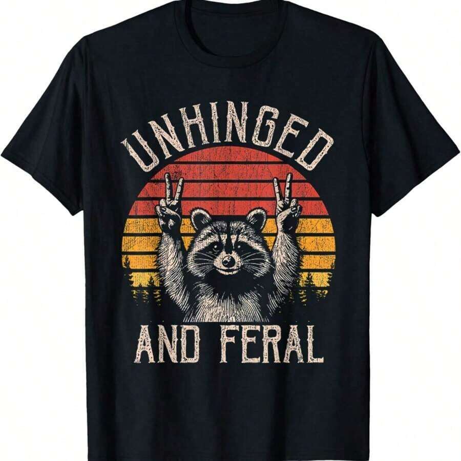 Camiseta Vintage de Mapache Desenfrenado y  para Chicas KFSC - Negro - Ver 1