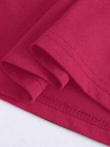 Blusa de mujer de manga corta con cuello redondo en azul marino con estampado versátil de leopardo y cereza - Rosa Fucsia - Ver 3