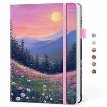 Jurnal Bergaris Cantik untuk Wanita, Jurnal Kulit Sampul Keras Estetik dan Lucu untuk Menulis, Buku Catatan Bergaris A5 untuk Kerja & Mencatat, Sempurna untuk Kantor, Sekolah, Rumah, 160 Halaman, Sunset - U-Twilight Bloom - View 1