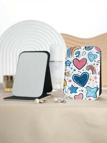 1pc Y2K Graffiti Series Compact Makeup Mirror, Foldable, Ultra-Thin, Portable, Durable PU Leather, Suitable For Travel, Gatherings, Work, School, Suitable For All Ages - Multicolor - View 8