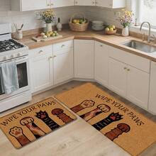 1pc Cute Pattern Printed Linen Kitchen Rug, Bathroom Mat, Doormat, 3D Printed Rectangle Carpet For Living Room, Bedroom, Hallway, Bathroom, Laundry Room - Polyester Rug, Suitable For Indoor And Outdoor Home Decor - Multicolor - View 2