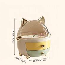 Multi-Layer Drawer Style Cute Cat Desktop Stationery & Cosmetic Storage Box, Suitable For Dorm, Office, Kids - Multicolor - View 3
