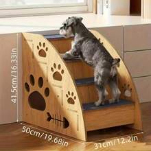 IKCAIYU  Large Size Pet Stairs For Bed/Couch Non-Slip 3 To 5 Step Dog Steps Made Of Sturdy Plywood, With Thickened Safety Rails And Ramp Design, 15" Height For Small/Medium Dogs, Cats And Senior Pets, Pet Stairs/Dog Stairs/Dog Ramp - Multicolor - View 3