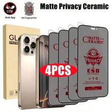 4片装磨砂防窥陶瓷软膜，适用于 17 Pro Max/17/16 Pro Max/16 Pro/16 Plus/16/15 Pro Max/14 Pro Max/6-17全系列，防指纹、防刮花、防窥视，易于贴合，智能手机隐私保护膜 - 黑色 - 查看 22