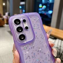 波浪边闪粉手机壳，TPU轻薄透明防震手机壳，兼容三星Galaxy A56/A17、S24 Ultra/S24 Plus/S24、S23 Ultra/S23 Plus/S23、S22 Ultra/S22 Plus/S22、S21 Ultra/S21 Plus/S21 FE/S23 FE/S20 FE、17/16E/15/14/13/12/11/X/XS Max/XR/Pro Plus，国际版 - 粉色 - 查看 3