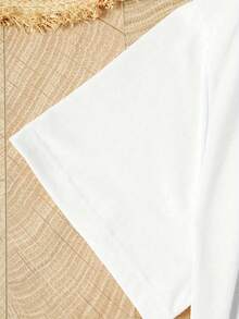 Camiseta de Cuello Redondo para Mujer, Nueva Blusa de Verano para Uso Diario - Blanco - Ver 4