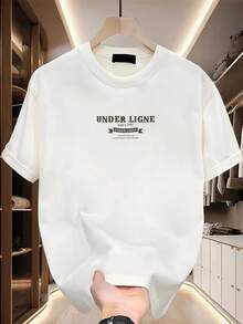 Men's Short-Sleeved T-Shirt, Made Of High-Quality Pure Cotton, With A Fashionable Brand Print, New Summer Style, Plus Size, Versatile Casual Top. - 白色 - 查看 2