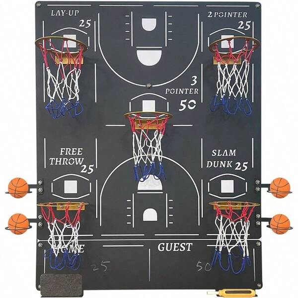 Large Wall - Mounted Iron Basketball Hoop Decor 28.6x22.4in Metal Board Game Indoor Sports Game Gameroom Decor Unique Wall Art Housewarming Family Night Wall Games On Wall
