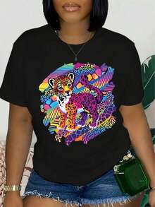 1 pieza de camiseta gráfica retro de los 90 para mujer - Camiseta ligera y transpirable con cuello redondo - Revive la nostalgia de la música de los 90 - Lavable a máquina, moda de primavera, ajuste cómodo, camiseta de manga corta, ropa casual. 210g 100% algodón, los diseños están impresos. Unisexo. - Negro - Ver 6