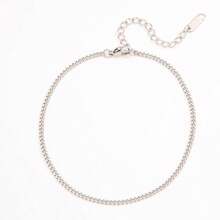 Elegante tobillera de cadena cubana de acero inoxidable en miniatura plateada, joyería minimalista para el pie en vacaciones de playa - Plateado - Ver 5